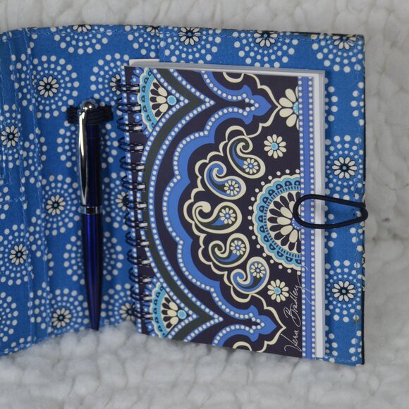 Vera Bradley blue purse sized notebook with pen - Picture 7 of 11